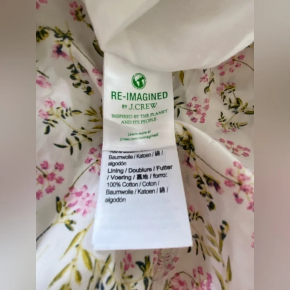 NEW J. Crew Re-Imagined White Meadow Floral Back Cut Out Midi Dress Size 12